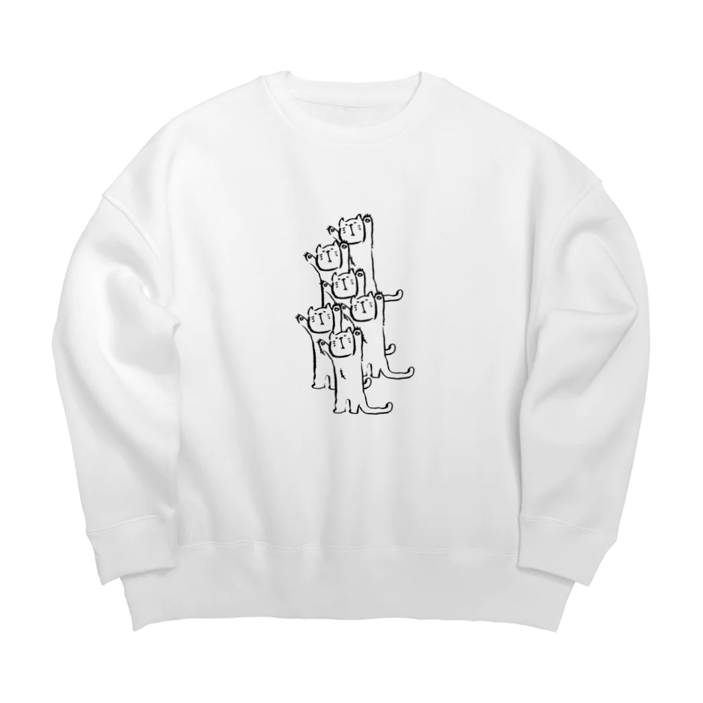 チョビッひぃ。のバンザイ猫たち Big Crew Neck Sweatshirt