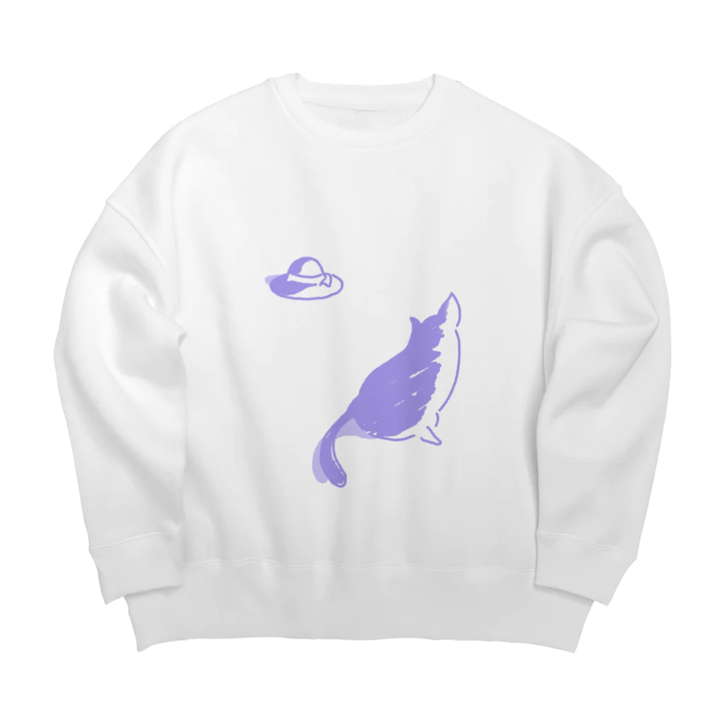 Karinsyrupの猫と帽子(紫) Big Crew Neck Sweatshirt