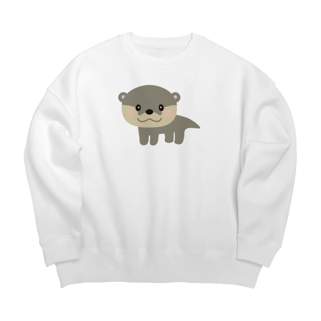 わっふわふショップのお散歩カワウソ Big Crew Neck Sweatshirt