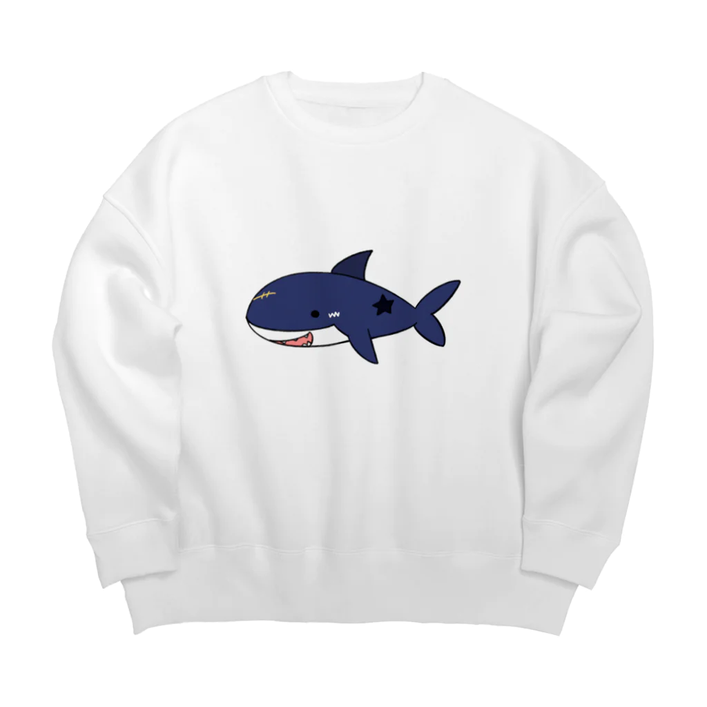 Yuuのオリジナルイラスト5サメ3号(黒ver) Big Crew Neck Sweatshirt