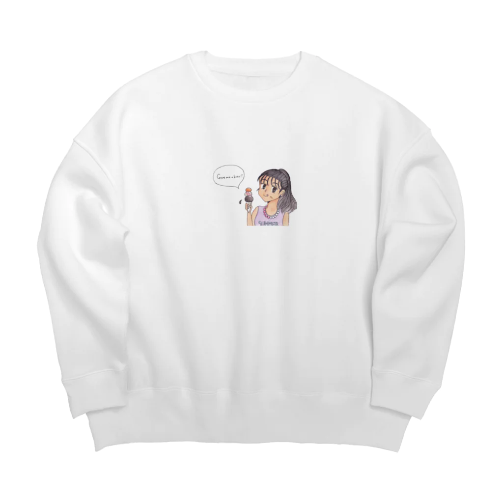 ひよこ工房の一口ちょーだい！！ Big Crew Neck Sweatshirt