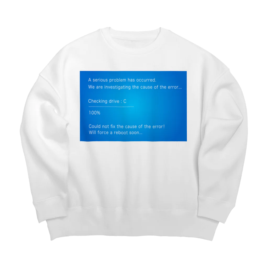 illust_designs_labの架空のブルースクリーンエラー画面のイラスト  Big Crew Neck Sweatshirt