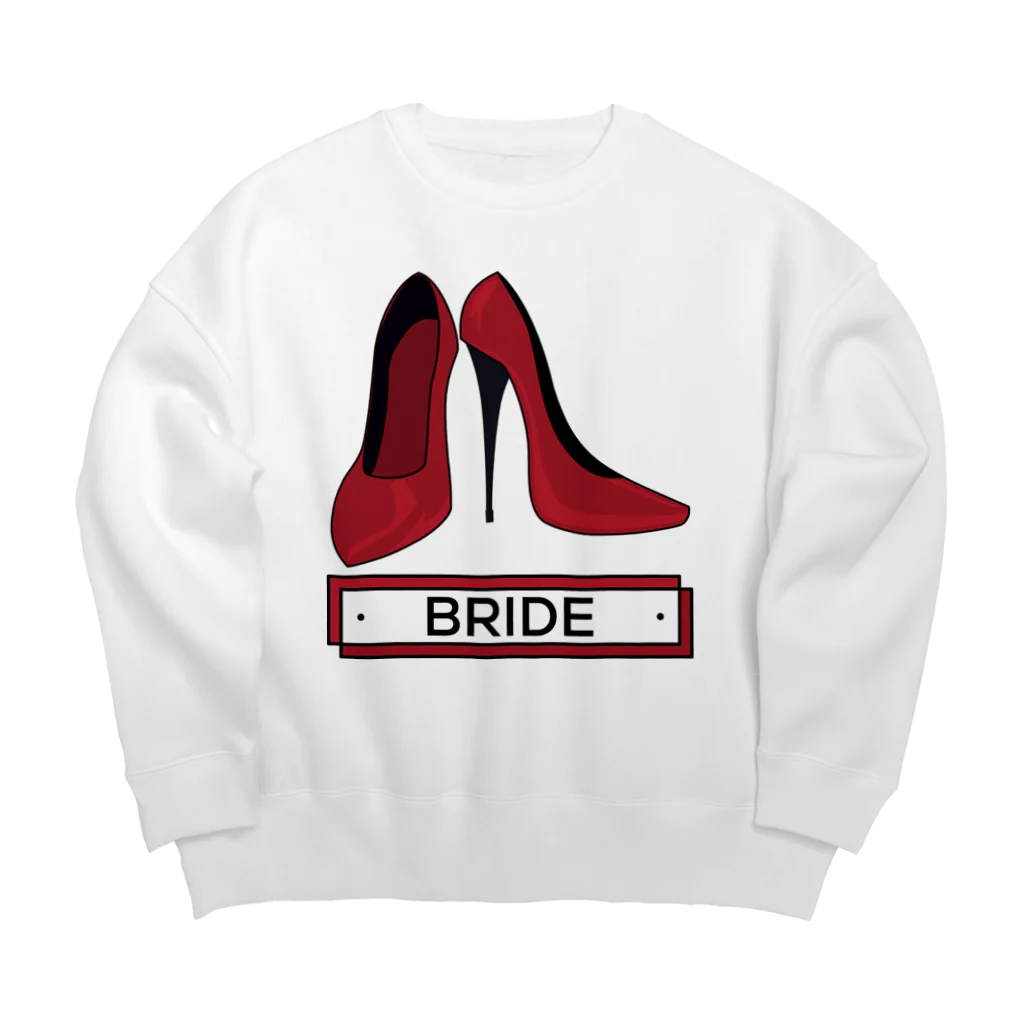 ペアTシャツ屋のシバヤさんのペア(BRIDE)ヒール_レッド Big Crew Neck Sweatshirt