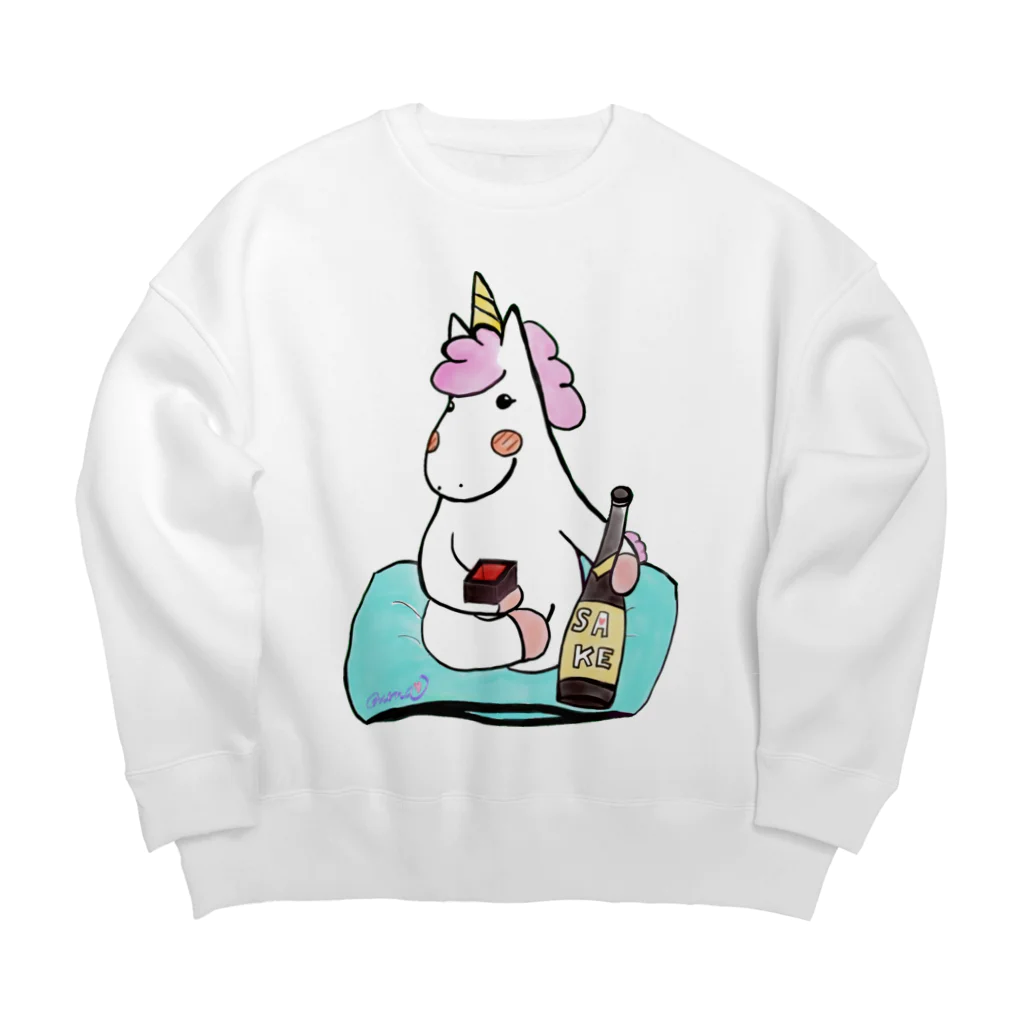 天使のやすらぎのほろ酔いこんこん Big Crew Neck Sweatshirt