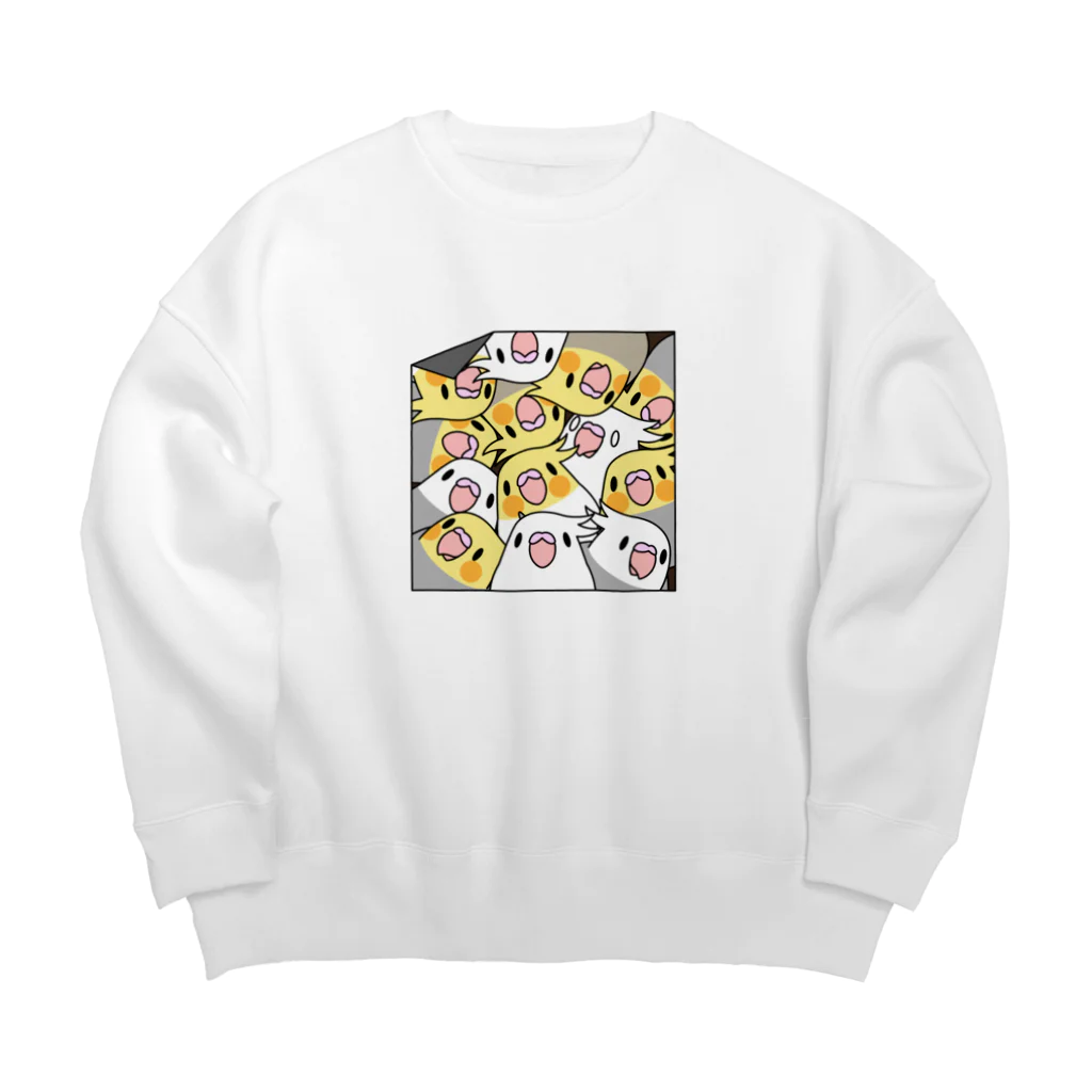 まめるりはことりの三密です！むちむちオカメインコさん【まめるりはことり】 Big Crew Neck Sweatshirt