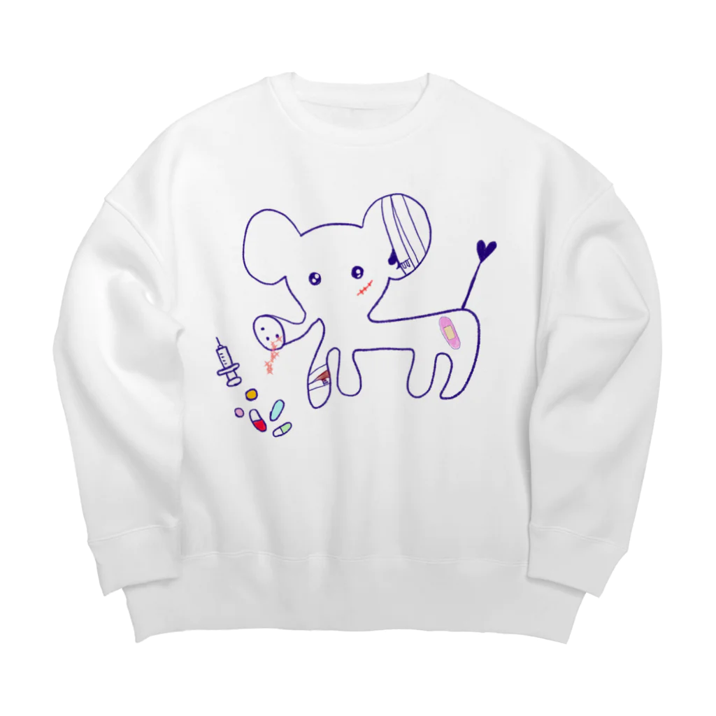 あやつるぽん！のメンヘラだ象 Big Crew Neck Sweatshirt