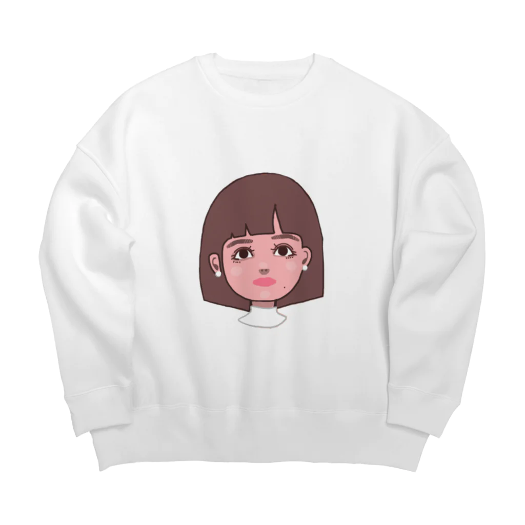 moo.の目力すごい女の子 Big Crew Neck Sweatshirt