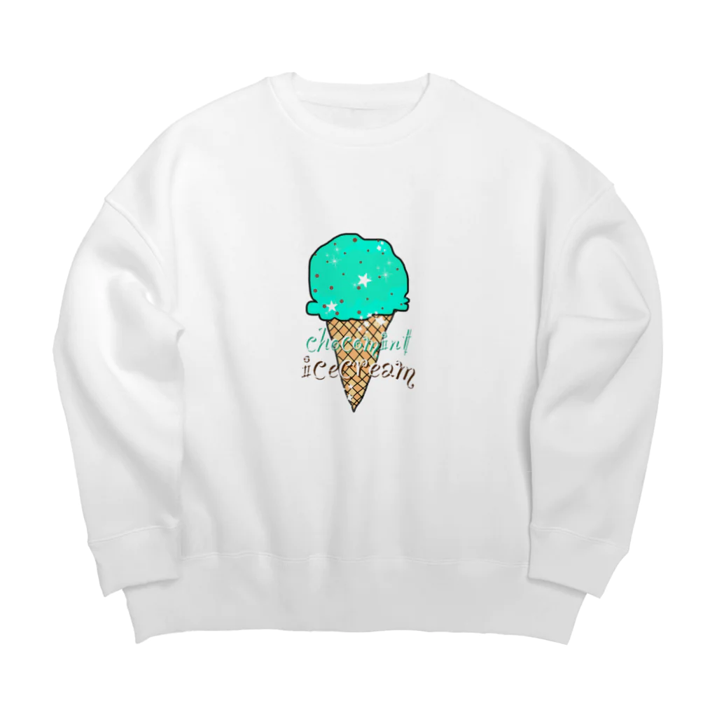 なでしこ@デザインのチョコミントアイスクリーム Big Crew Neck Sweatshirt