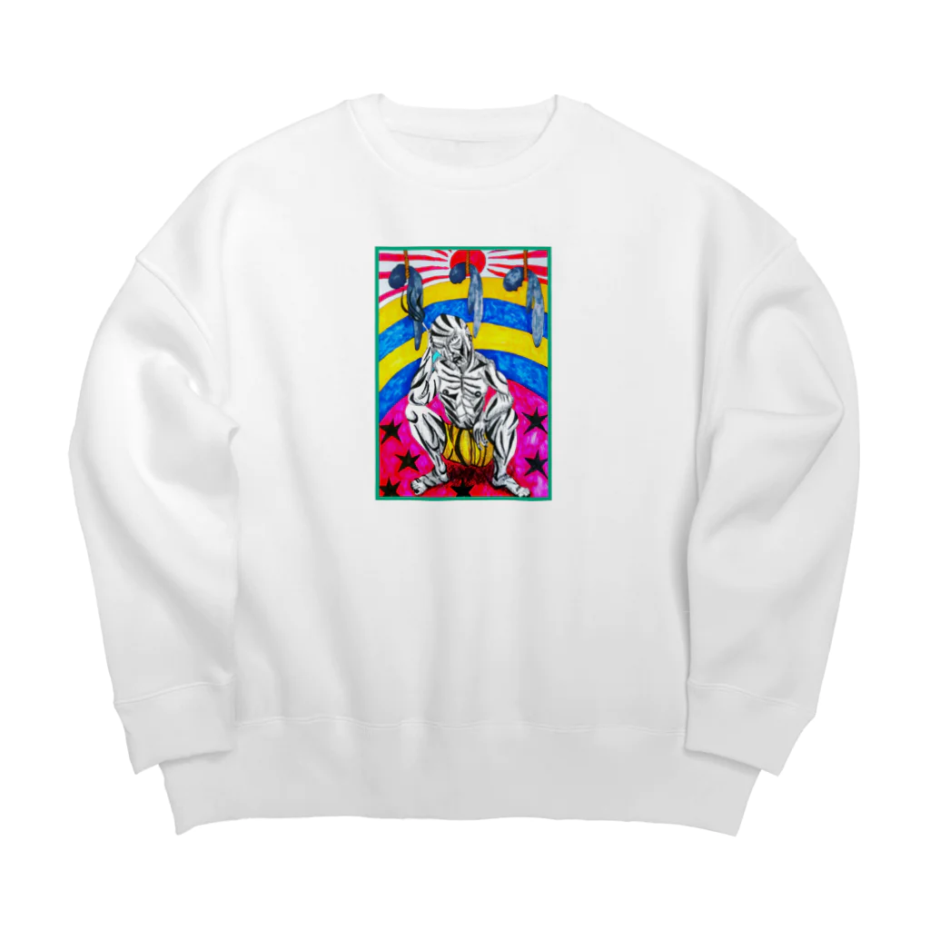 愛男-ARTWORK-の煙草を吸う男。 Big Crew Neck Sweatshirt