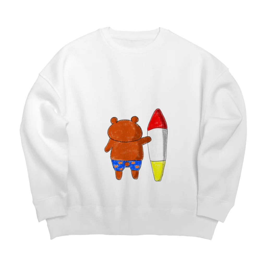 ゆるくまさんSHOPの夏の日のくまさん Big Crew Neck Sweatshirt