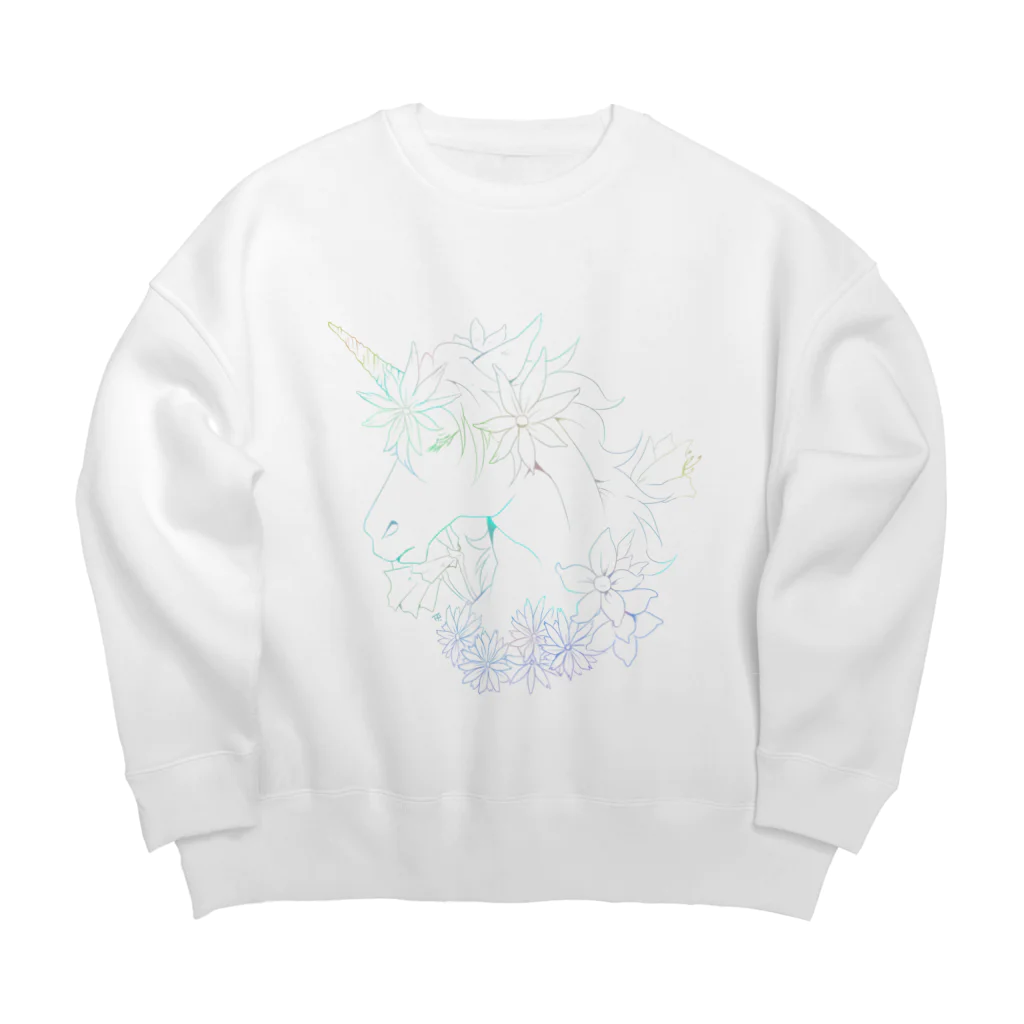 SWのユニコ―ンと花② Big Crew Neck Sweatshirt