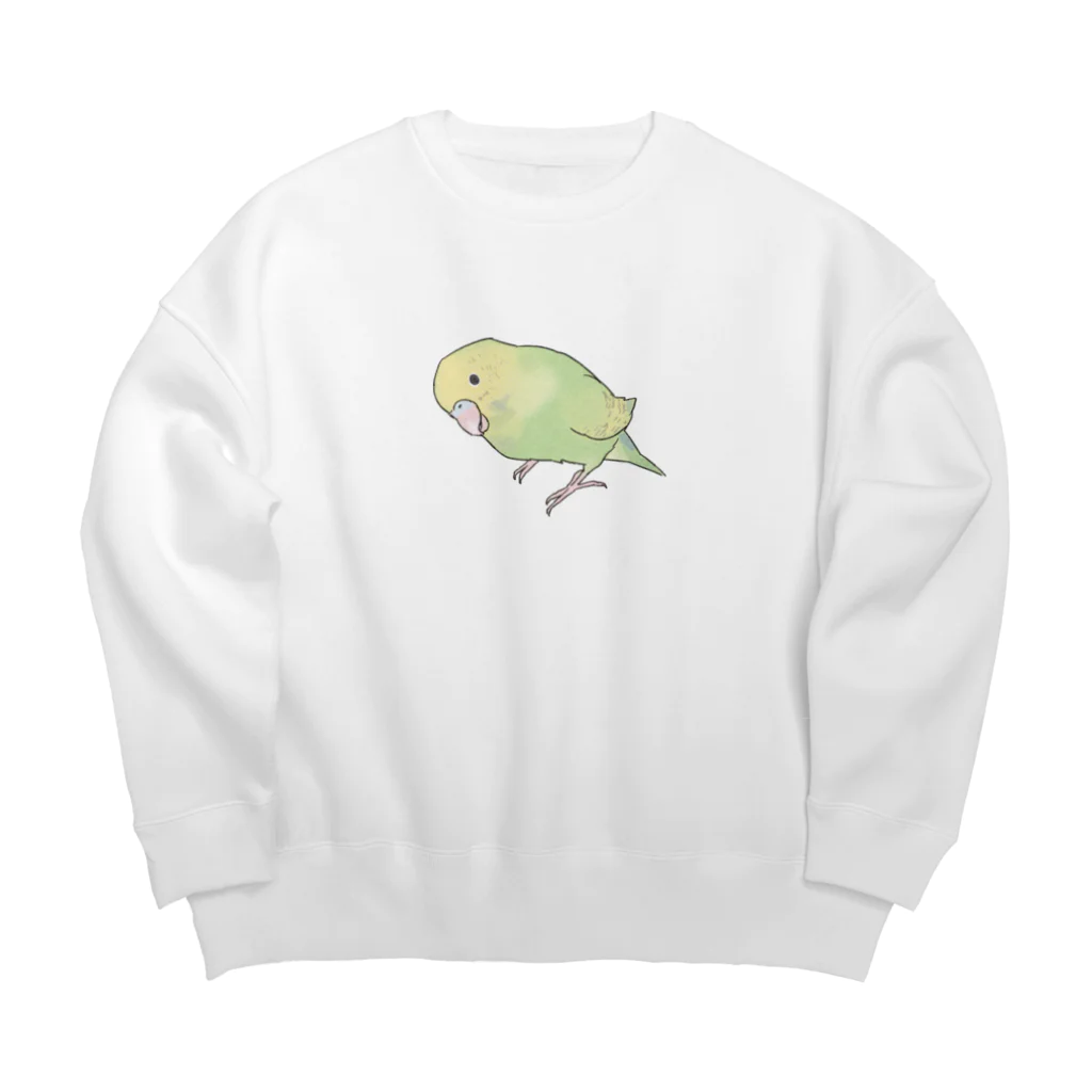 まめるりはことりの首傾げ　スパングルセキセイインコちゃん【まめるりはことり】 Big Crew Neck Sweatshirt