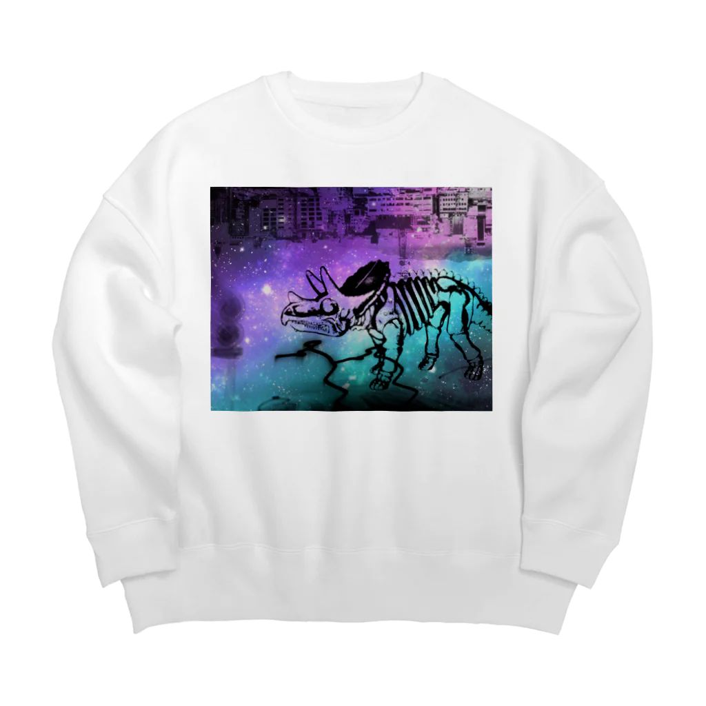 tottoの街と恐竜(パープル) Big Crew Neck Sweatshirt