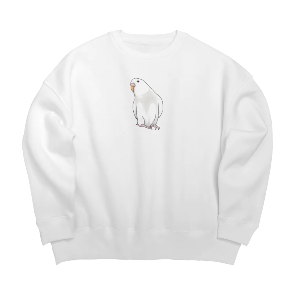 まめるりはことりのアルビノセキセイインコちゃん【まめるりはことり】 Big Crew Neck Sweatshirt