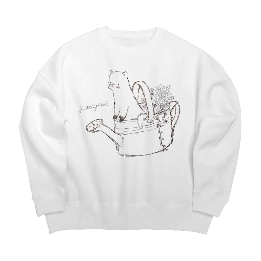 Little afternoonのブリキのジョウロとテン　モノクロ Big Crew Neck Sweatshirt