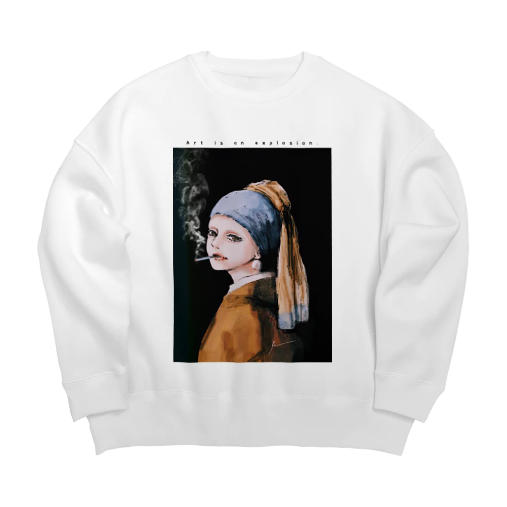 Ran.の真珠の耳飾りの少女#smoker Big Crew Neck Sweatshirt