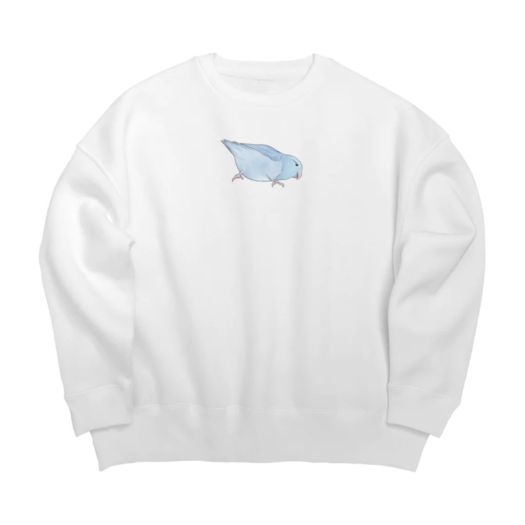 まめるりはことりのマメルリハ　もちふりちゃん【まめるりはことり】 Big Crew Neck Sweatshirt