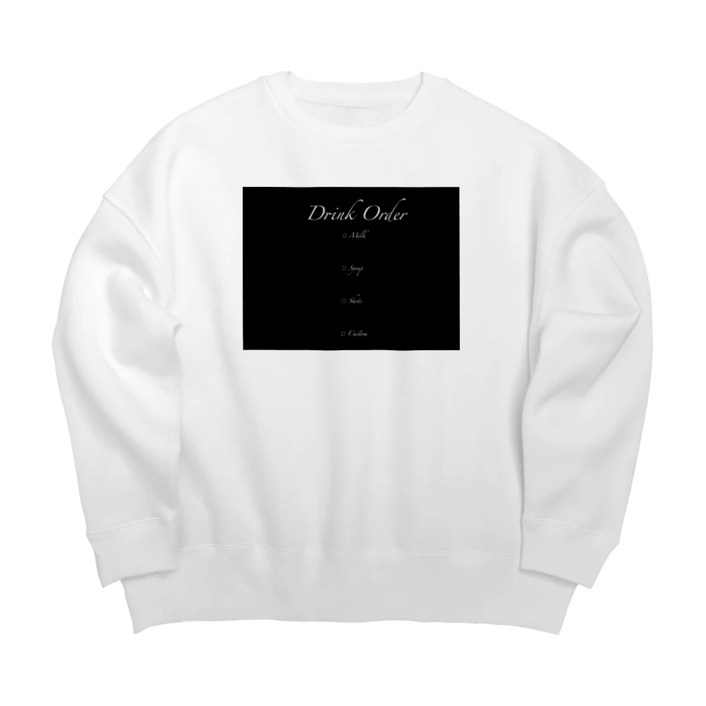 しろうさぎのしろうさぎカフェ（Black） Big Crew Neck Sweatshirt