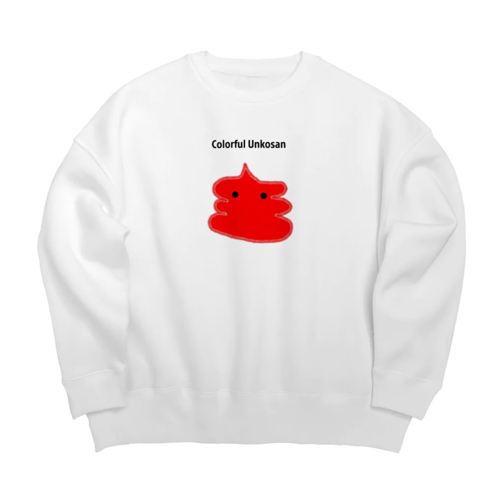 Colorful Unkosan SHOPのColorful Unkosan 赤 Big Crew Neck Sweatshirt