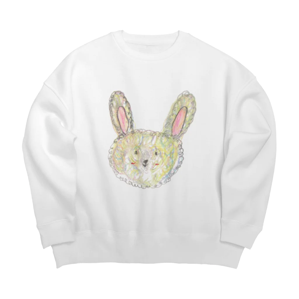 hacoaの小学2年生はーさんが描いた「うさぎさん」ぽつん Big Crew Neck Sweatshirt