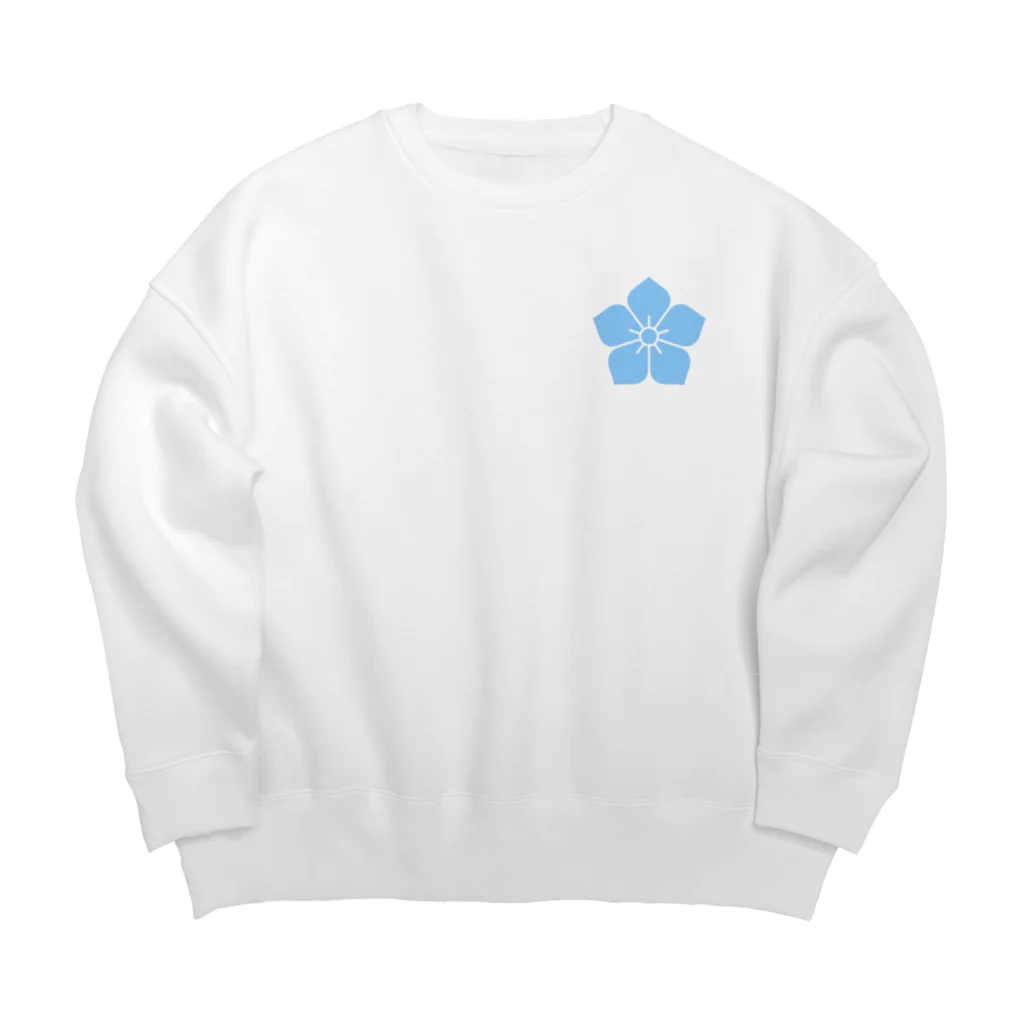 戦国神社 -戦国グッズ専門店-の明智光秀（水色桔梗紋） Big Crew Neck Sweatshirt