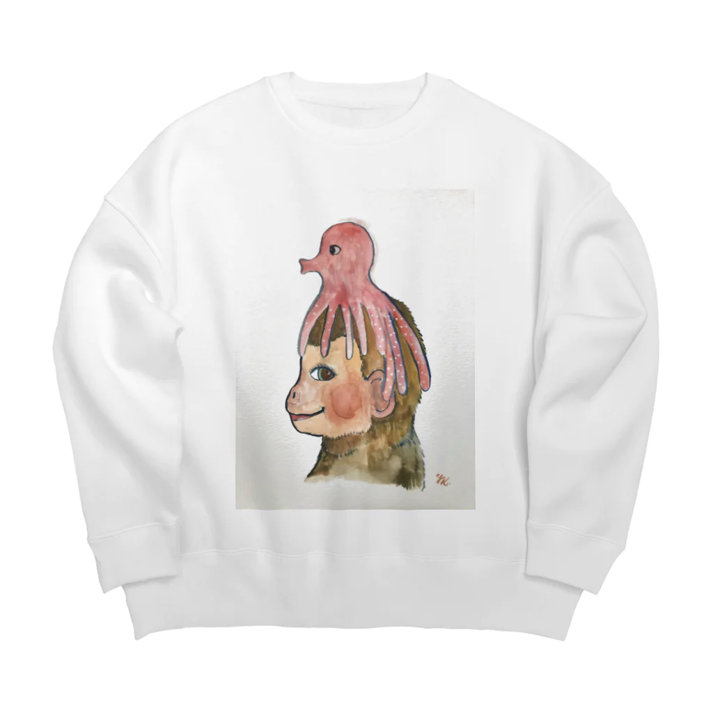 河内葉子の動物アートのグッズの猿にたこさんグッズbyYoko Kawauchi Big Crew Neck Sweatshirt