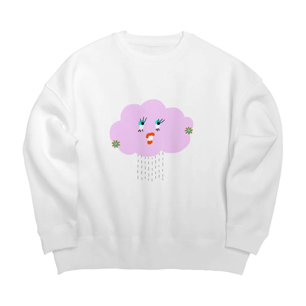 月曜日に乾杯の雨雲マダム Big Crew Neck Sweatshirt