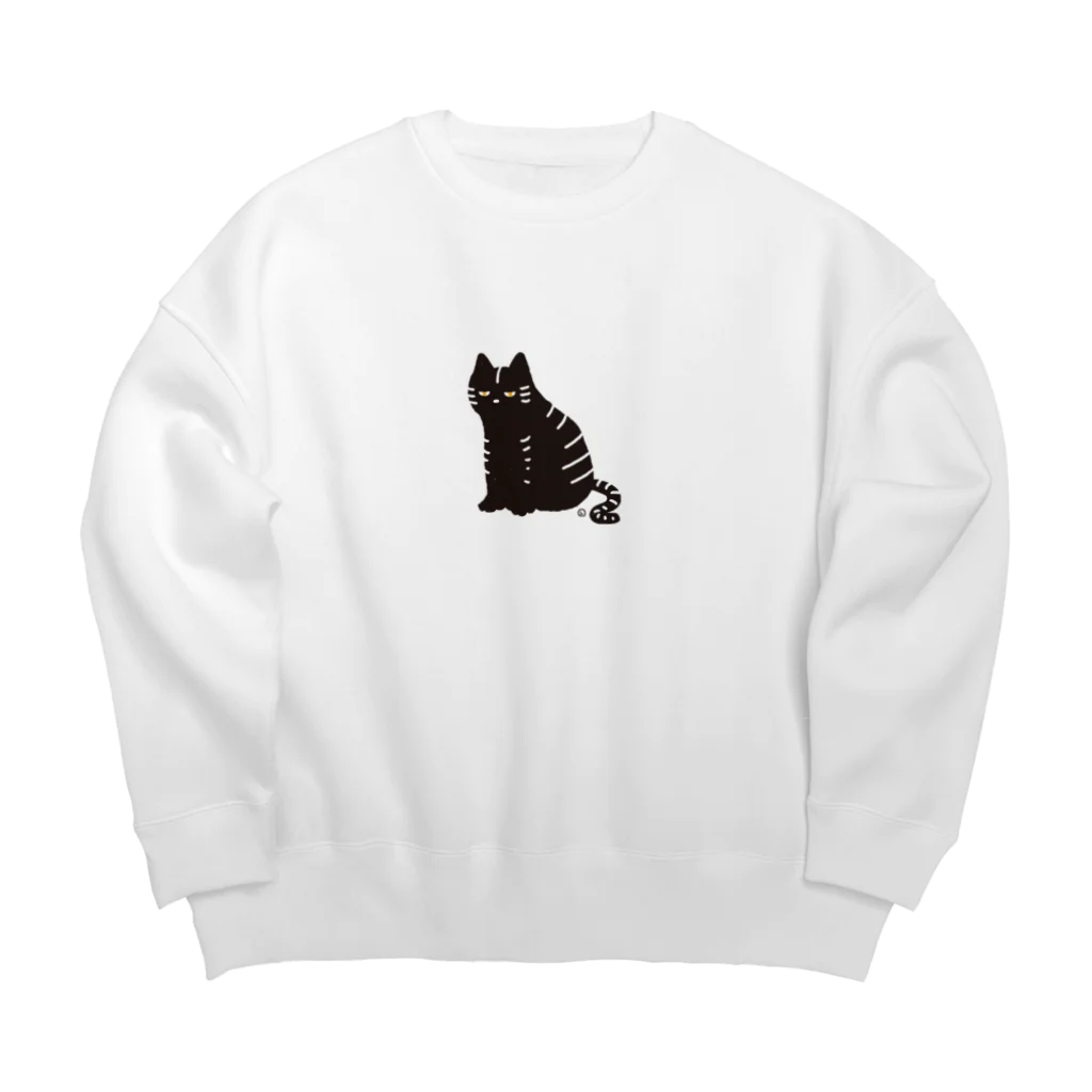 本田しずまるの絵のグッズのトラネコ・黒・小 Big Crew Neck Sweatshirt