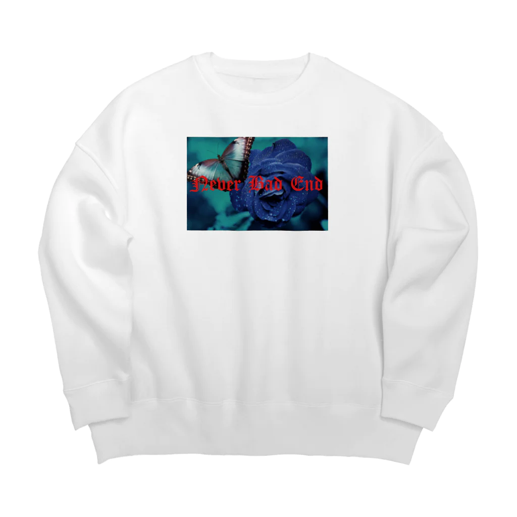 Never Bad Endのa blue butterfly Big Crew Neck Sweatshirt