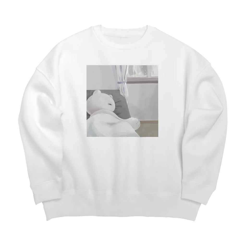 ねぼけまなこの遠くで聞こえる雨音 Big Crew Neck Sweatshirt