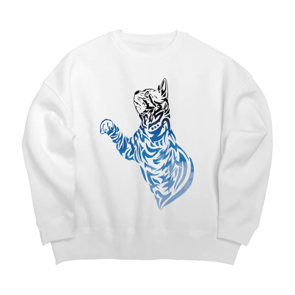 TRAVA design SHOPの猫トライバル×青空 Big Crew Neck Sweatshirt