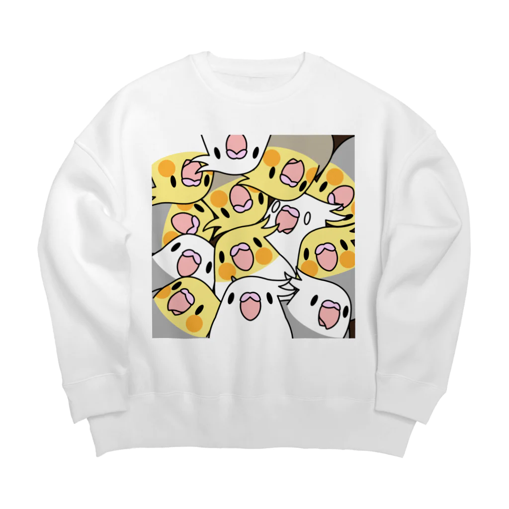 まめるりはことりのみっちりむっちり過密オカメインコさん【まめるりはことり】 Big Crew Neck Sweatshirt