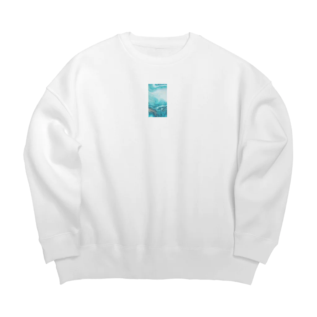 ya-pyの大理石 ターコイズ Big Crew Neck Sweatshirt