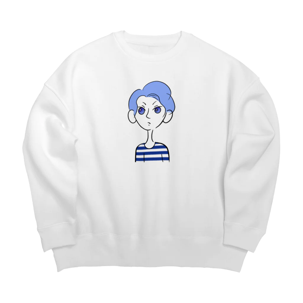 hsn_oのブルー Big Crew Neck Sweatshirt