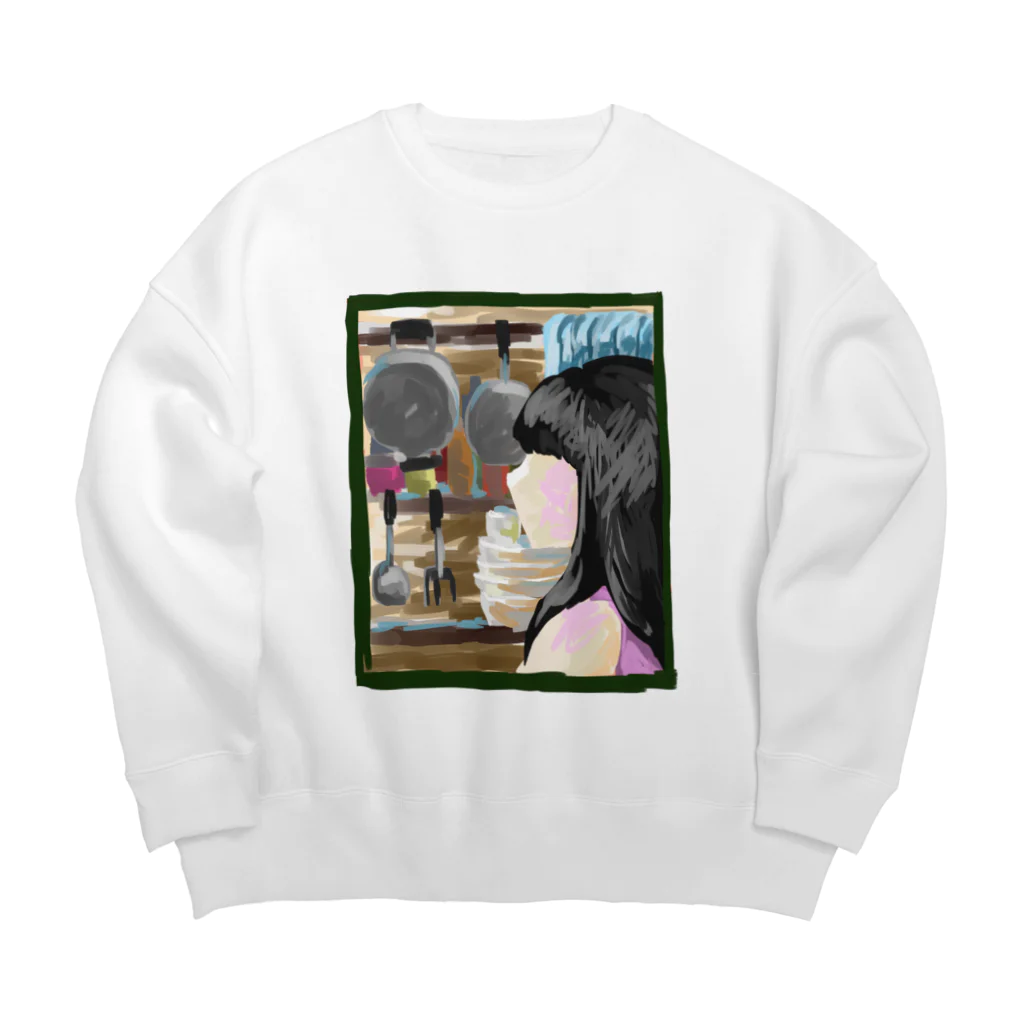 satoyotsubaの女の子と台所 Big Crew Neck Sweatshirt