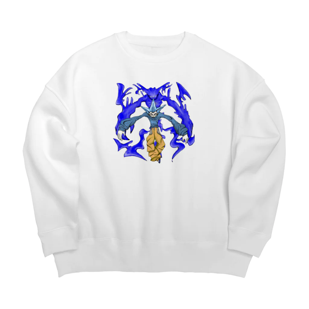 psytohの💙🤍 Big Crew Neck Sweatshirt