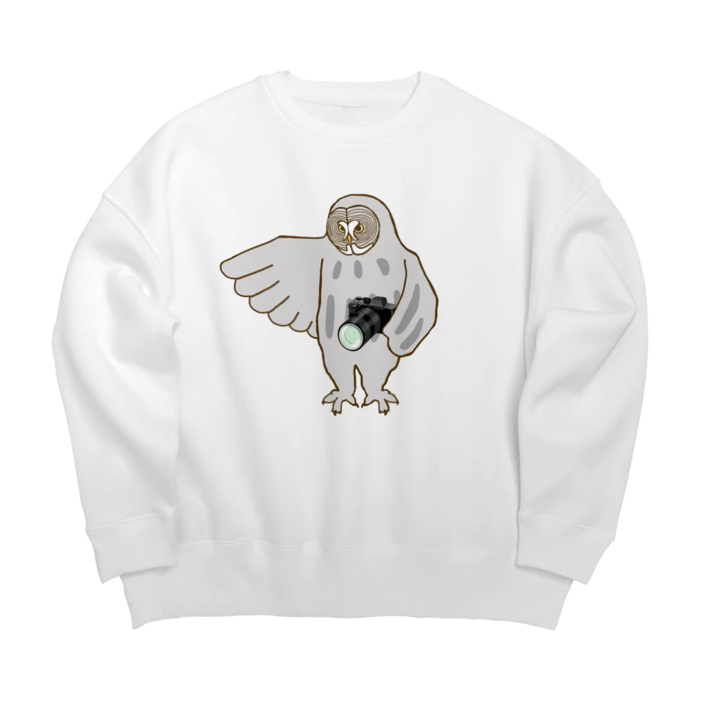 amyu-k フクロウセンターのカメラマンカラフトフクロウ Big Crew Neck Sweatshirt