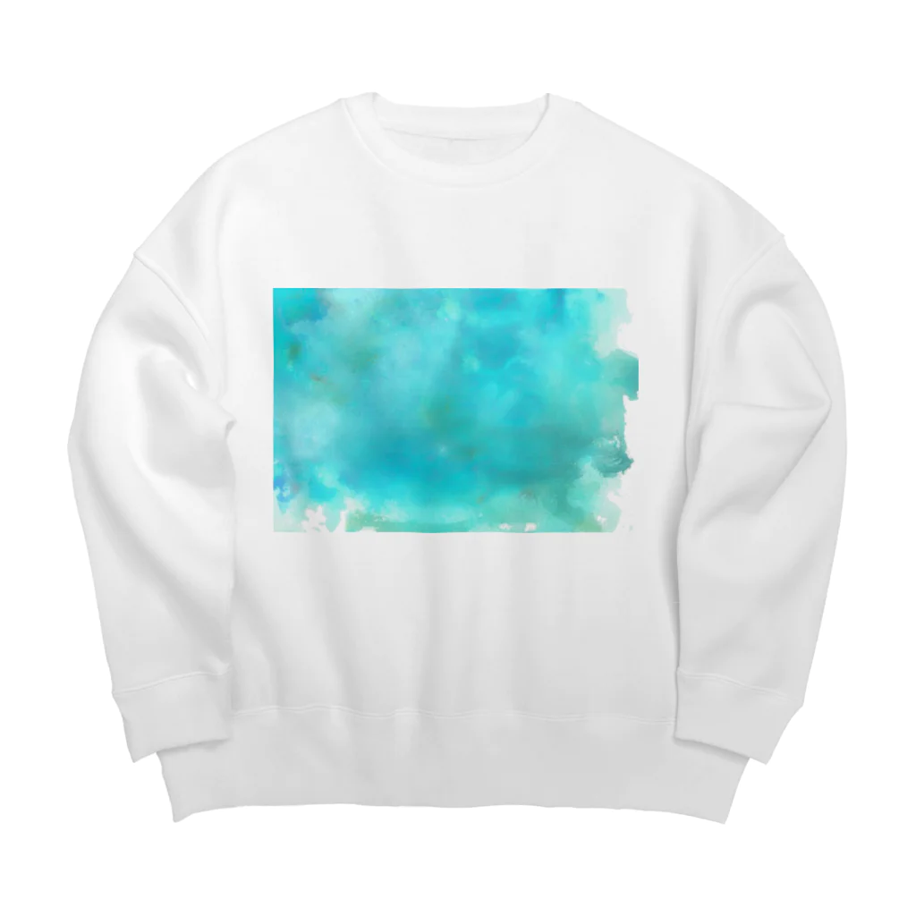 ya-pyのターコイズ　水彩 Big Crew Neck Sweatshirt