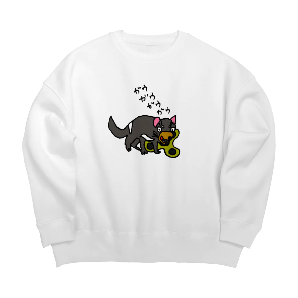 完熟トマト新聞のタスマニアデビルは死んだものを食べる Big Crew Neck Sweatshirt