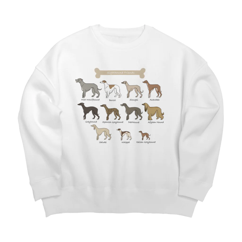 豆つぶのSighthound Friends(淡色推奨) Big Crew Neck Sweatshirt