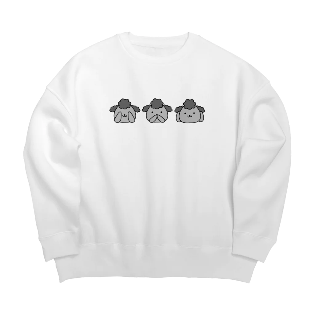 いのしし茶屋の見ざる聞かざる言わざるトイプードル Big Crew Neck Sweatshirt