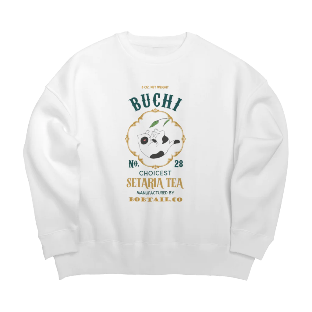 猫社謹製の猫じゃらし茶・ぶち Big Crew Neck Sweatshirt