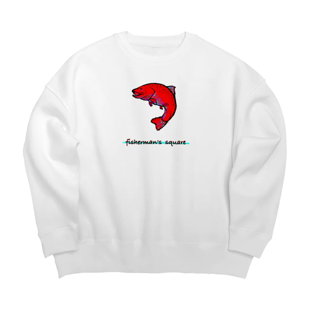 やくしんじ しんじのfisherman's square『Red trout』 Big Crew Neck Sweatshirt