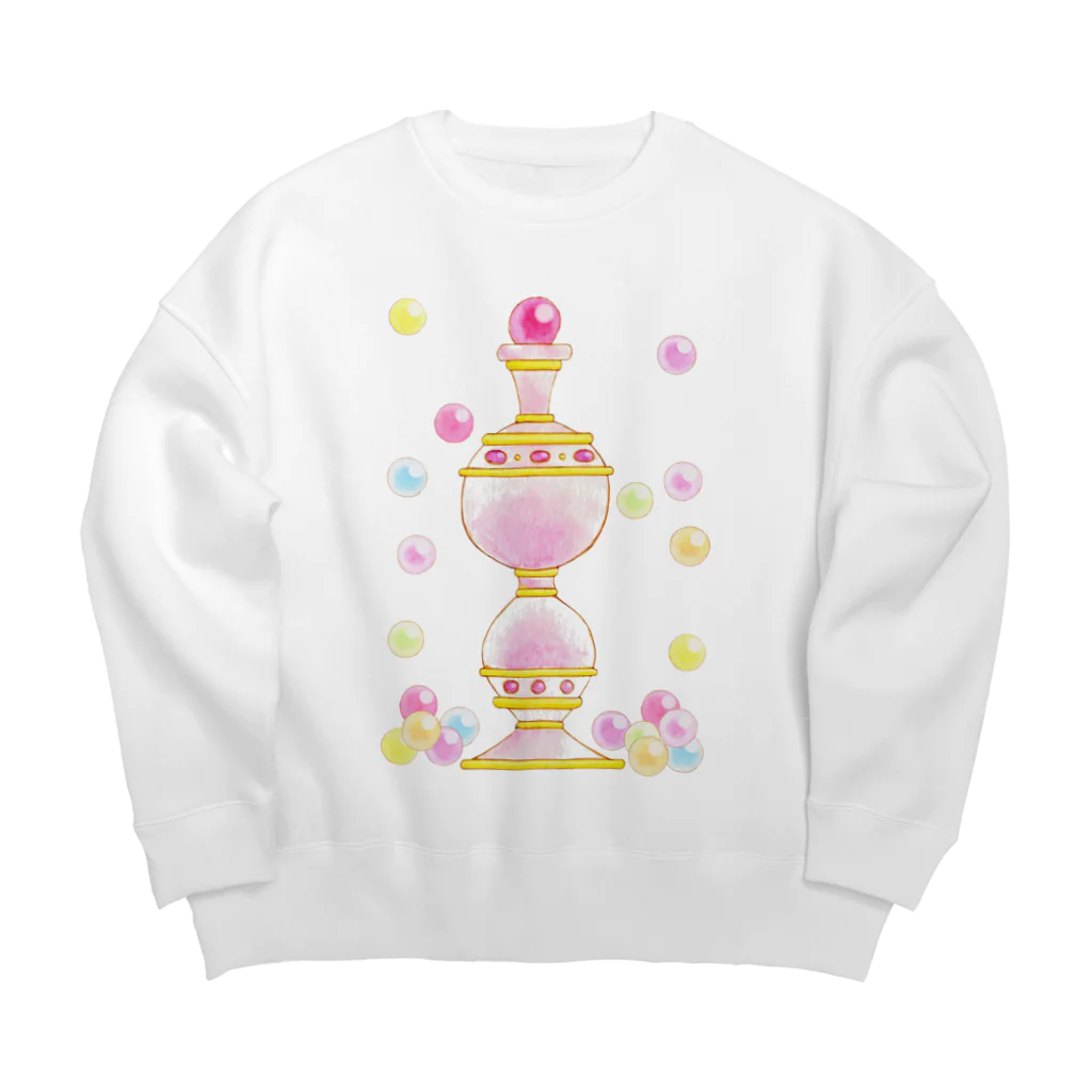 プリズモリイの箱の魔法少女の不思議な香水瓶と魔法玉石 ピンク Big Crew Neck Sweatshirt