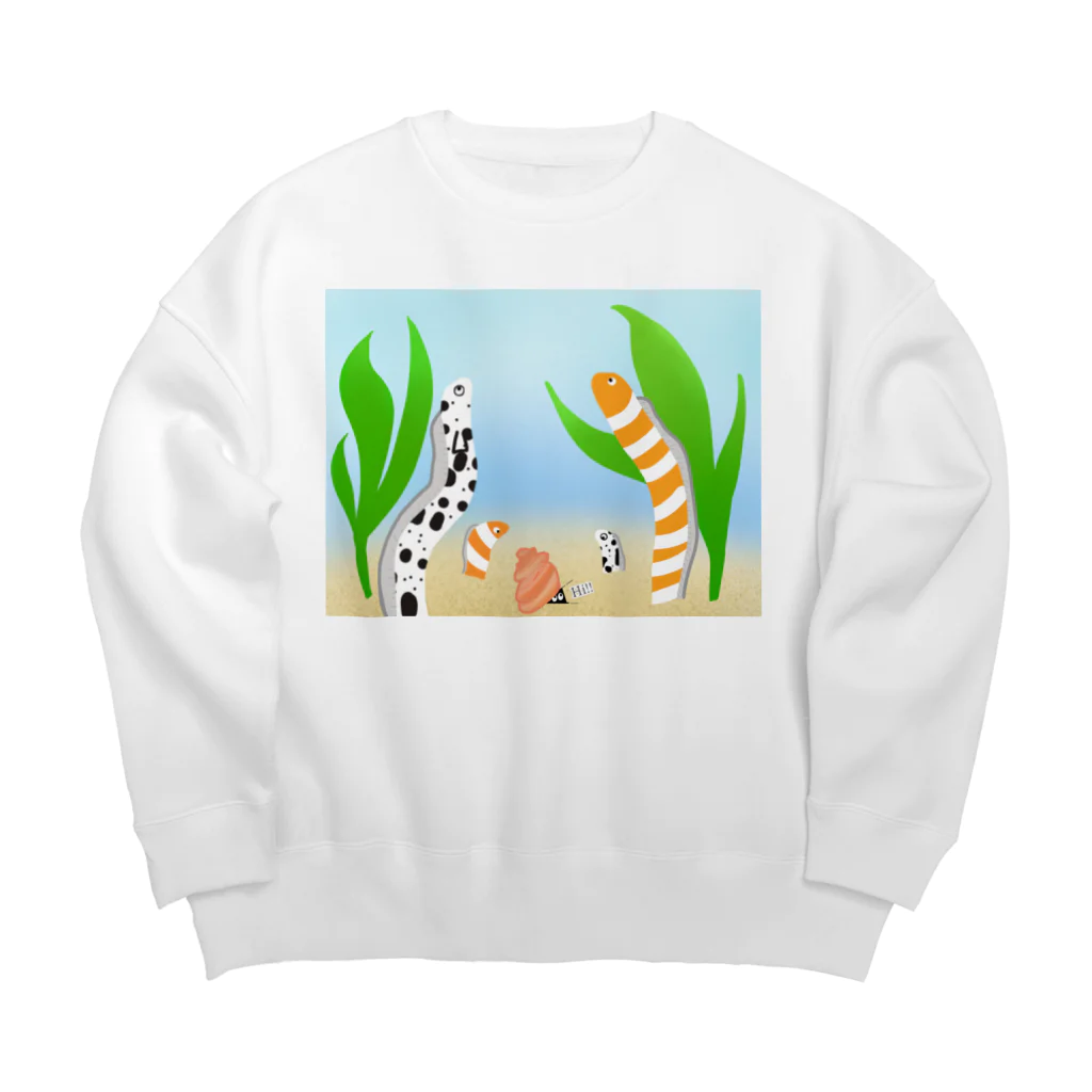 Lily bird（リリーバード）のニシキ・チンアナゴの中に迷いこんだ忍者スリスリくん Big Crew Neck Sweatshirt