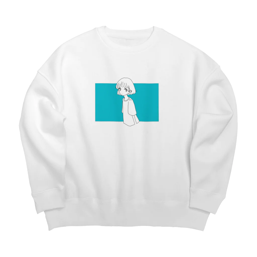 Tなかのショートの女の子 Big Crew Neck Sweatshirt