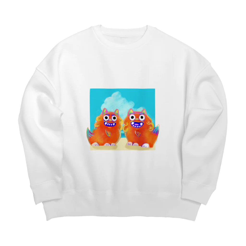 ハッピースマイルの[沖縄土産]シーサーと空と海 Big Crew Neck Sweatshirt