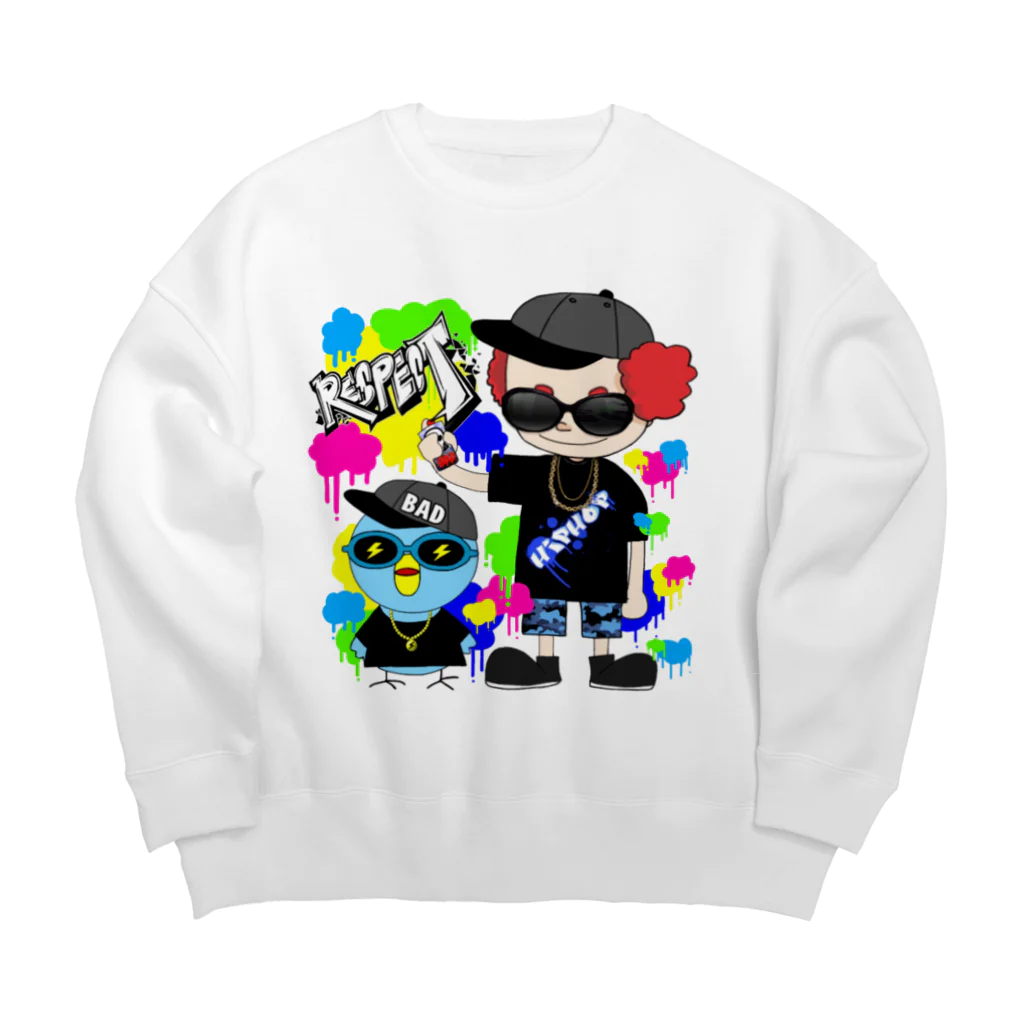 秘密結社(ㆁөㆁ)青い鳥のギャングスタ＆唯我HIPHOP丸シリーズ Big Crew Neck Sweatshirt