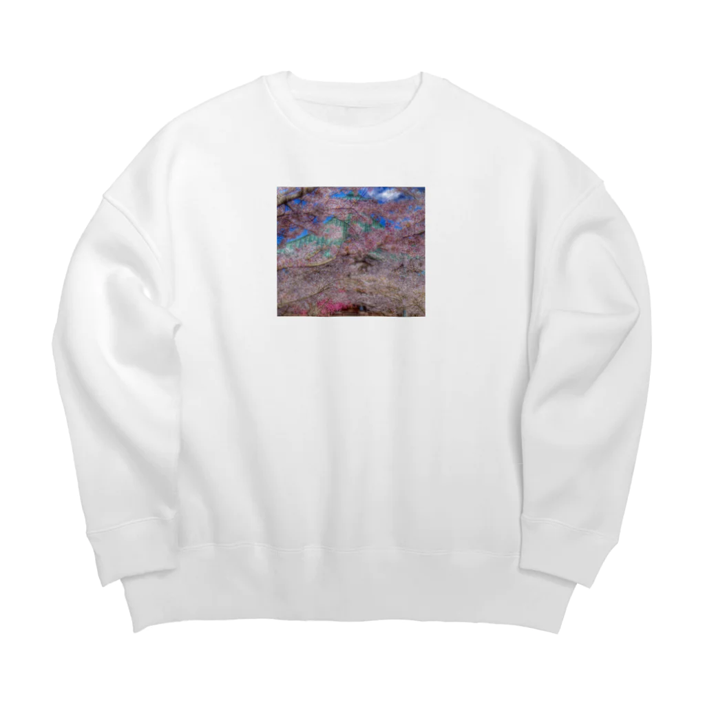 みぅ福島の桜の景色　青空の春鐘突き堂 Big Crew Neck Sweatshirt