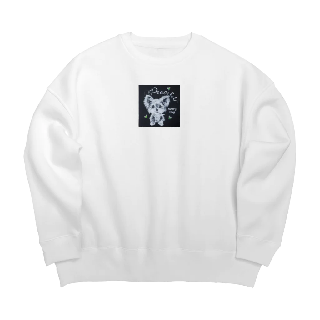 ぱすてるPOPの黒板わんにゃんのヨークシャテリア Big Crew Neck Sweatshirt